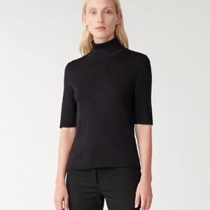COS Black Short-Sleeve Turtleneck Knit Top | Minimalist | XS | NWT